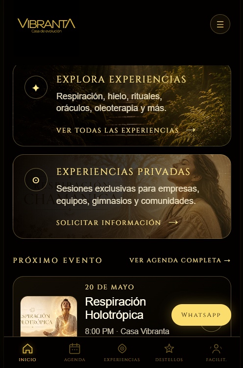 Mockup de la App Vibranta